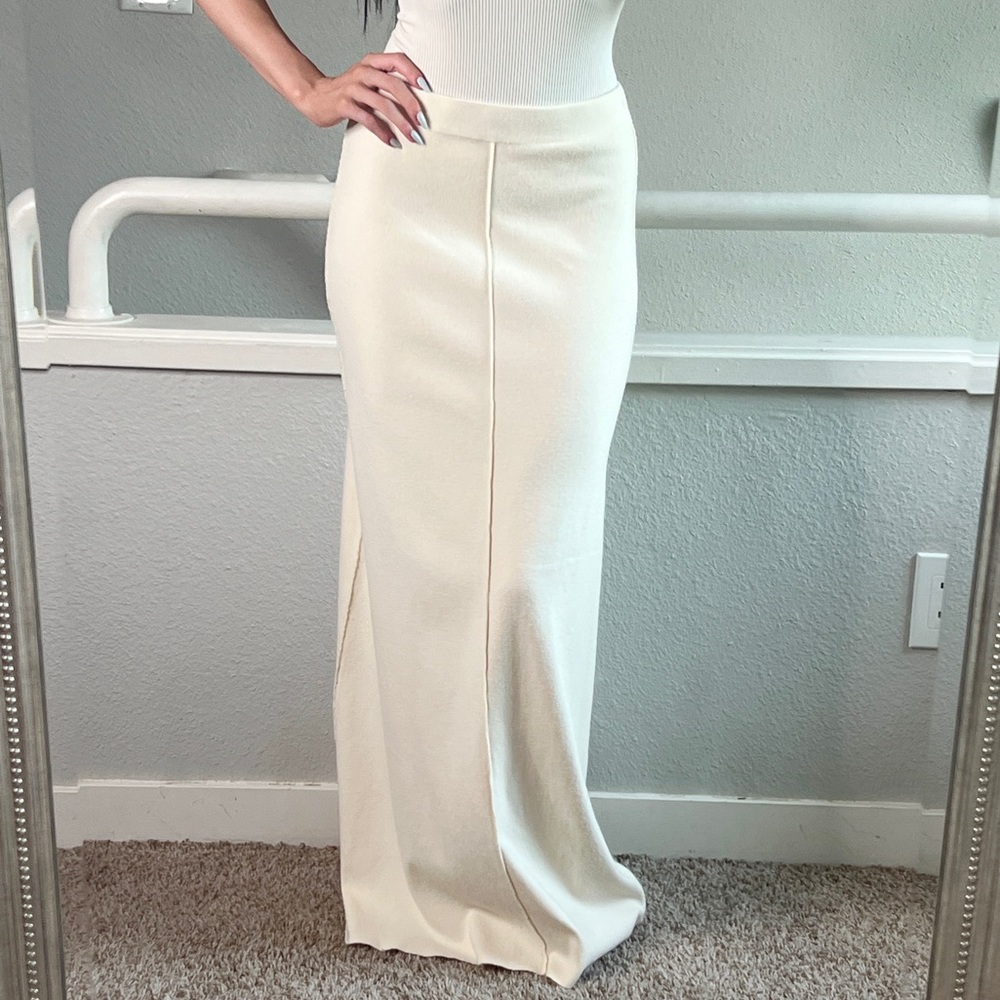 Veiled Collection - Cream Knit A-Line Skirt